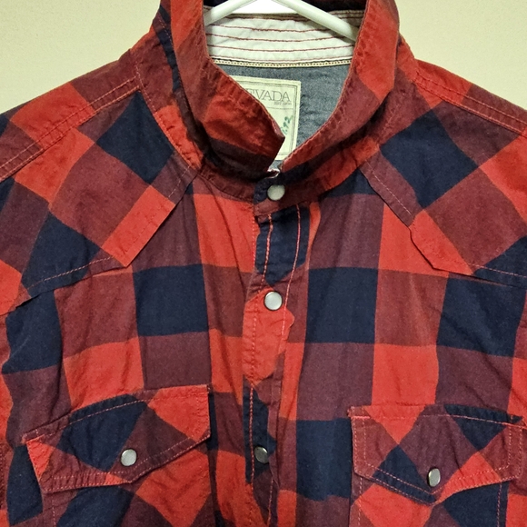 NEVADA Men's Red Plaid Shirt Short Sleeves Casual Shirts Size Large (42-44) - Picture 6 of 13